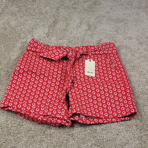 St. Johns Bay Red Geo Print‎ Belted Shorts - Women's Size 4